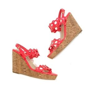 Boden • Bright Coral Geometric Kimberly Wedge San